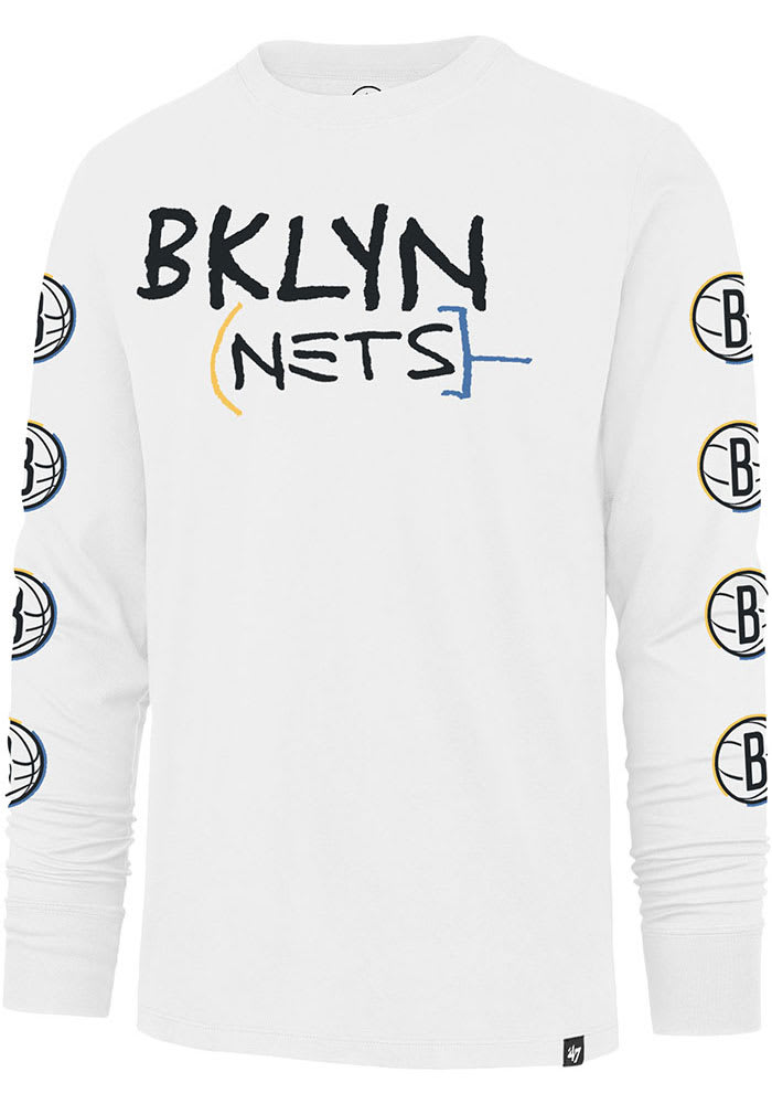 Men's Brooklyn Nets '47 White City Edition Downtown Franklin Long Sleeve  T-Shirt