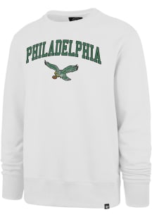 47 Philadelphia Eagles Mens White Varsity Arch Long Sleeve Crew Sweatshirt