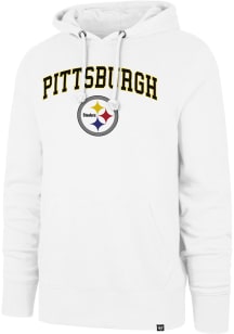 47 Pittsburgh Steelers Mens White ARCH GAME HEADLINE Long Sleeve Hoodie
