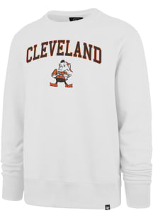 47 Cleveland Browns Mens White ARCH GAME HEADLINE Long Sleeve Crew Sweatshirt