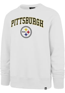 47 Pittsburgh Steelers Mens White ARCH GAME HEADLINE Long Sleeve Crew Sweatshirt