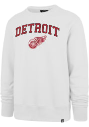 47 Detroit Red Wings Mens White ARCH GAME HEADLINE Long Sleeve Crew Sweatshirt