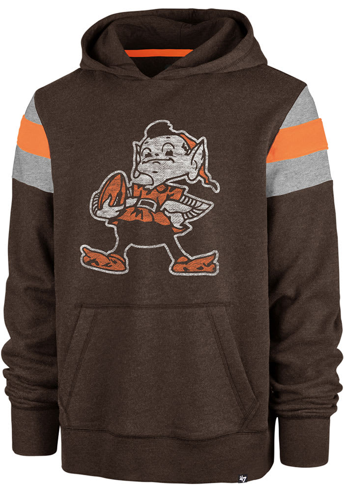 '47 Men's Cleveland Browns Field Franklin Long Sleeve Hooded T-Shirt - Brown - S (Small)