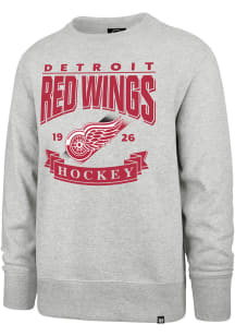 47 Detroit Red Wings Mens Grey Crossroad Headline Long Sleeve Crew Sweatshirt