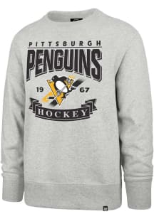 47 Pittsburgh Penguins Mens Grey Crossroad Headline Long Sleeve Crew Sweatshirt