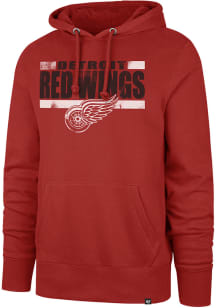 47 Detroit Red Wings Mens Red Back Line Headline Long Sleeve Hoodie