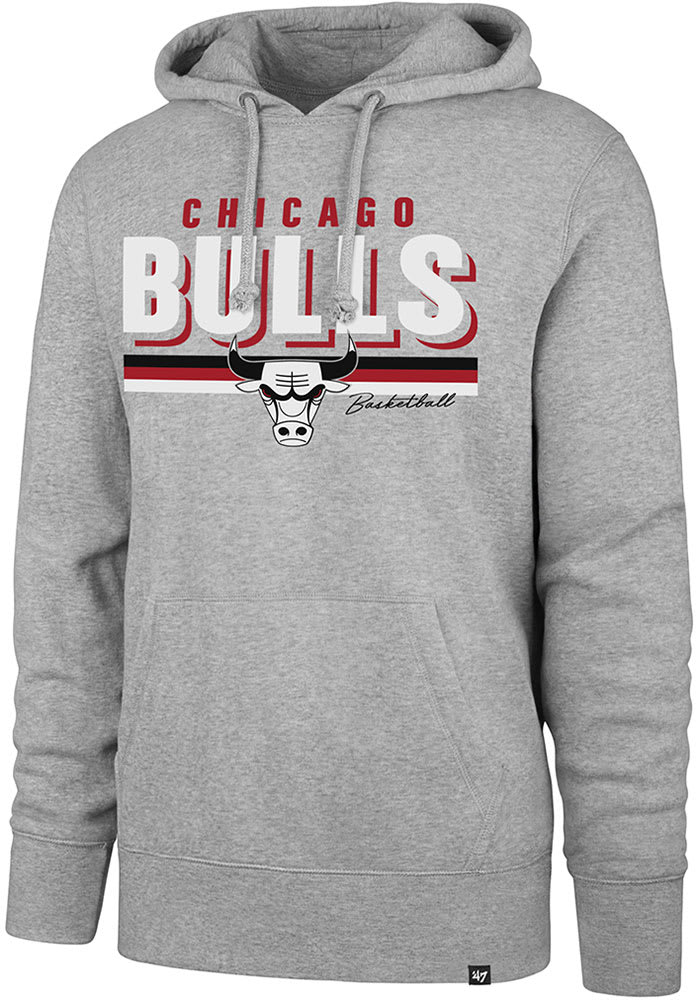 47 Chicago Bulls Mens Grey Multi Stripe Headline Long Sleeve Hoodie