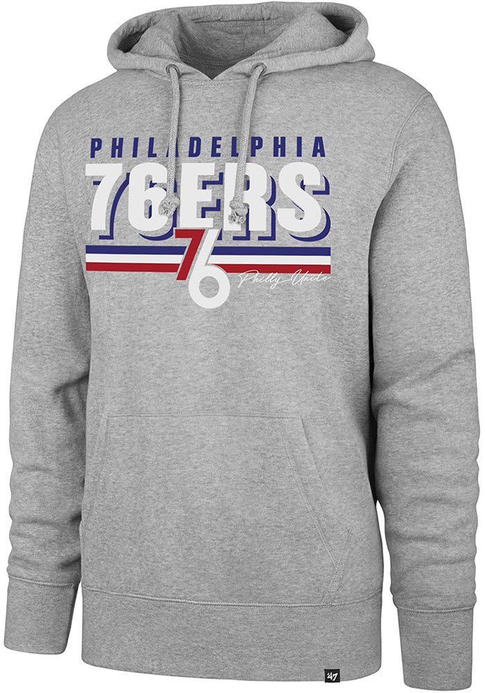 47 Philadelphia 76ers Mens Grey Multi Stripe Headline Long Sleeve Hoodie