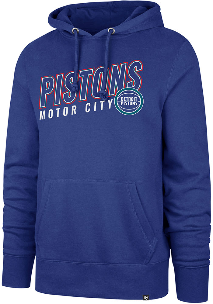 47 Detroit Pistons Mens Blue Multi Headline Long Sleeve Hoodie
