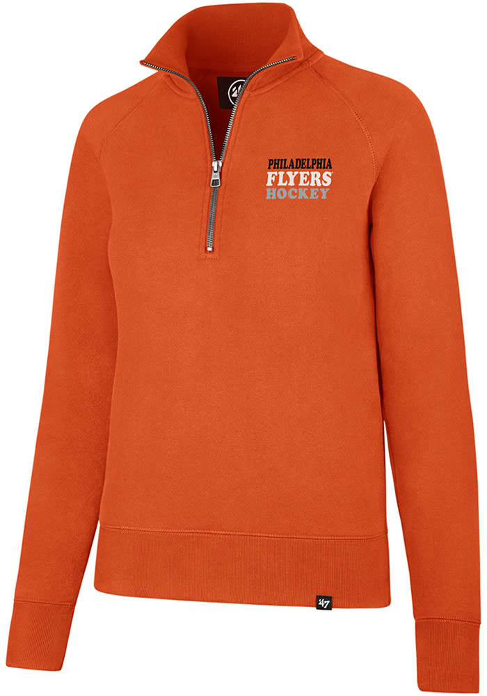 47 Philadelphia Flyers Womens Orange Shimmer Headline 1/4 Zip Pullover