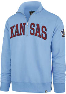 47 Kansas Jayhawks Mens Light Blue Striker Long Sleeve 1/4 Zip Fashion Pullover