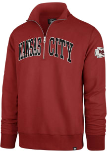 47 Kansas City Chiefs Mens Red CITY NAME STRIKER Long Sleeve 1/4 Zip Fashion Pullover
