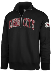 47 Kansas City Chiefs Mens Black CITY NAME STRIKER Long Sleeve 1/4 Zip Fashion Pullover