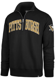 47 Pittsburgh Penguins Mens Black CITY NAME STRIKER Long Sleeve 1/4 Zip Fashion Pullover