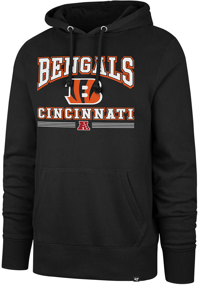 Men's '47 Black Cincinnati Bengals Team Headline Pullover Hoodie