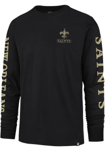 47 New Orleans Saints Black Triple Down II Franklin Long Sleeve Fashion T Shirt