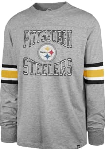47 Pittsburgh Steelers Grey Cover Two Brex Long Sleeve Fashion T Shirt