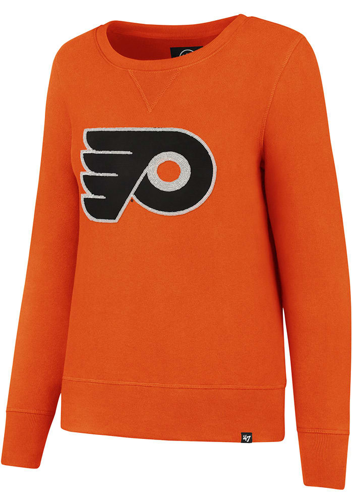 47 Philadelphia Flyers Womens Orange Sparkle Headline Crew Sweatshirt