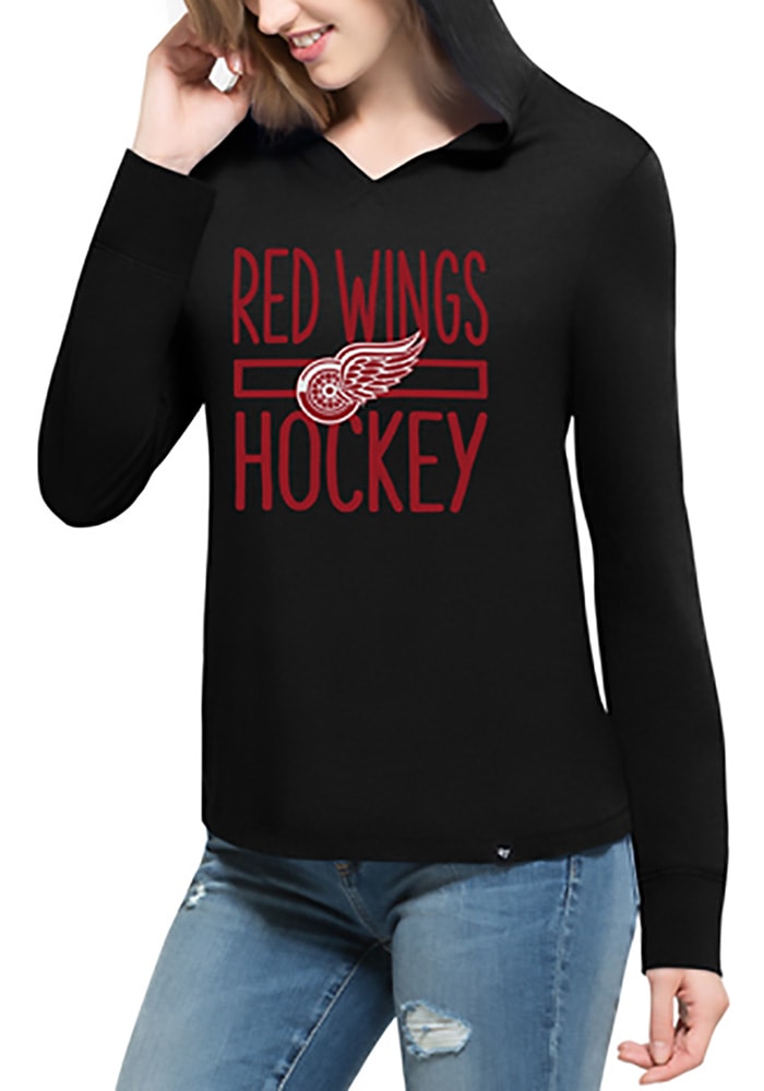47 Detroit Red Wings Womens Black Crosstown Hooded Sweatshirt