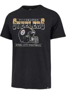 47 Pittsburgh Steelers Black Time Lock Franklin Short Sleeve Fashion T Shirt
