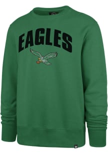47 Philadelphia Eagles Mens Kelly Green Strider Headline Long Sleeve Crew Sweatshirt