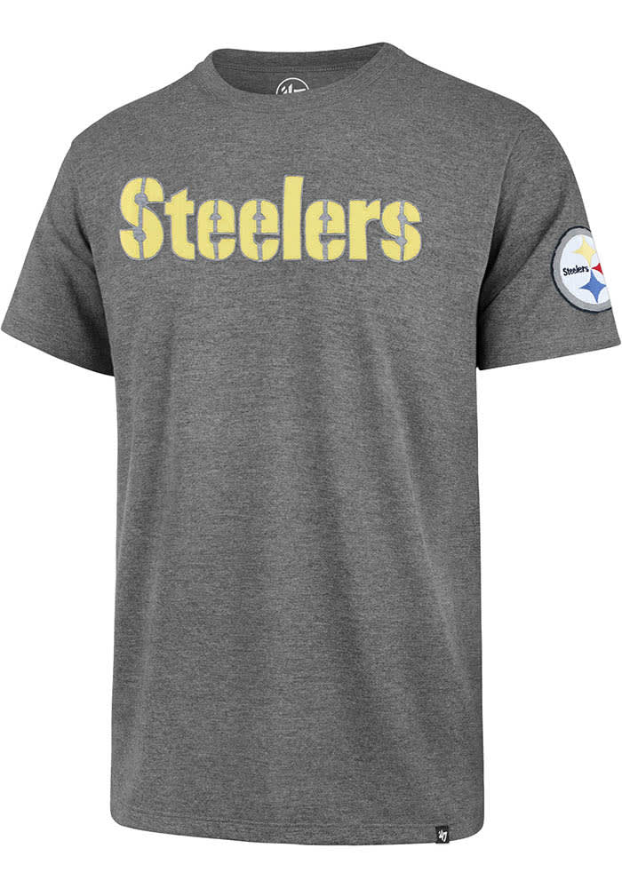 47 Pittsburgh Steelers Grey Hudson Short Sleeve Polo, Grey, 100% POLYESTER, Size 2XL, Rally House