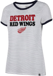 47 Detroit Red Wings Womens White Striped Ringer Short Sleeve Crew T-Shirt