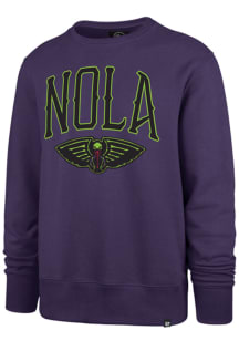 47 New Orleans Pelicans Mens Purple Headline Long Sleeve Crew Sweatshirt