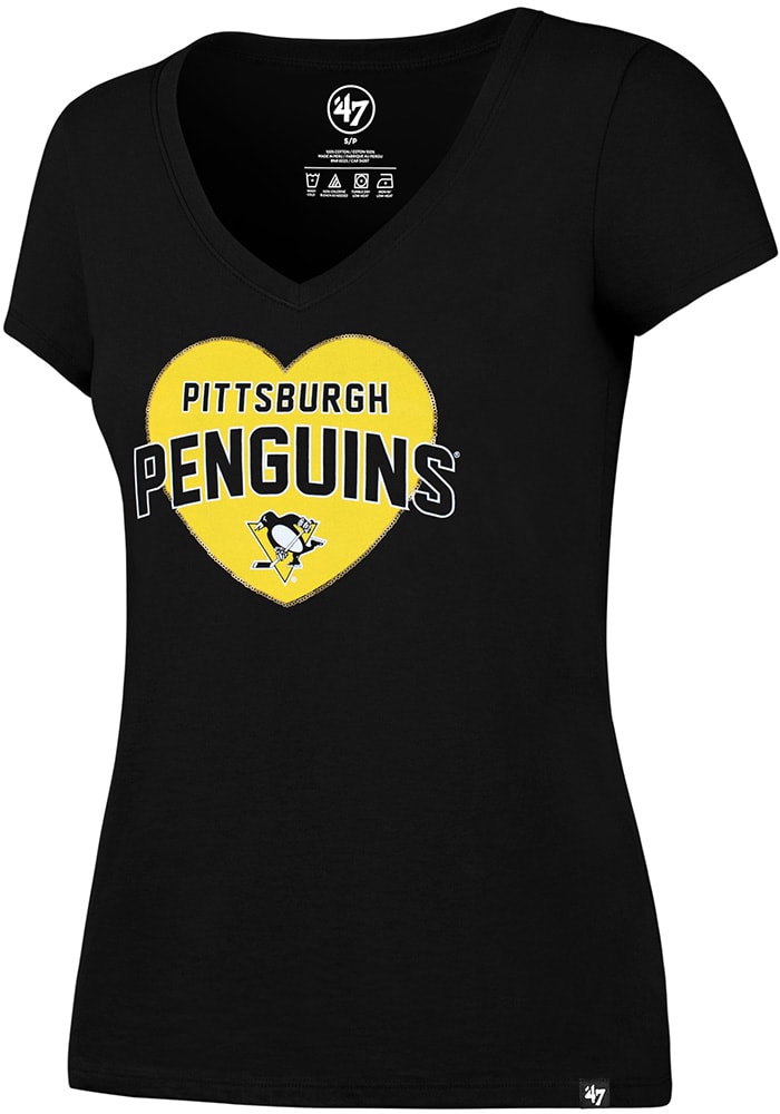 47 Pittsburgh Penguins Womens Black Lux Sequin V-Neck
