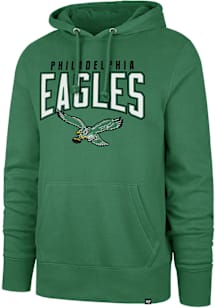 47 Philadelphia Eagles Mens Kelly Green Team Elements Arch Headline Long Sleeve Hoodie
