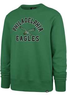 47 Philadelphia Eagles Mens Kelly Green Varsity Arch Headline Long Sleeve Crew Sweatshirt