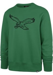 47 Philadelphia Eagles Mens Green Retro Imprint Headline Long Sleeve Crew Sweatshirt