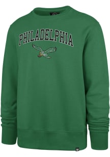 47 Philadelphia Eagles Mens Kelly Green Arch Game Headline Long Sleeve Crew Sweatshirt