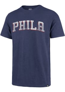 47 Philadelphia 76ers Blue Grit Wordmark Scrum Short Sleeve Fashion T Shirt