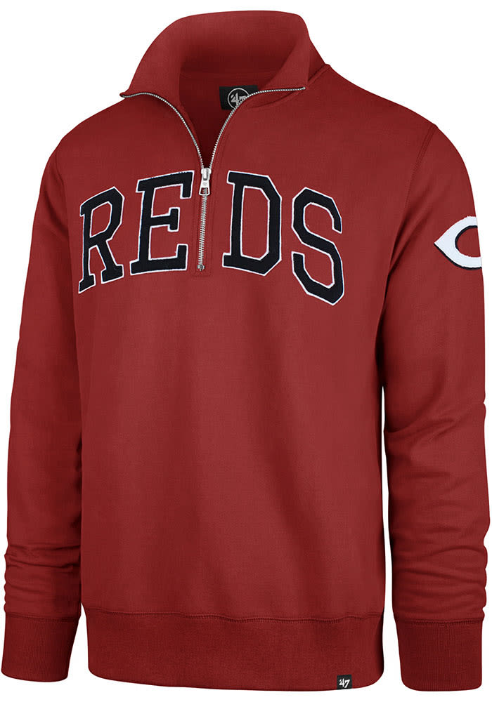 47 Cincinnati Reds Mens Red Striker Long Sleeve Qtr Zip Fashion Pullover