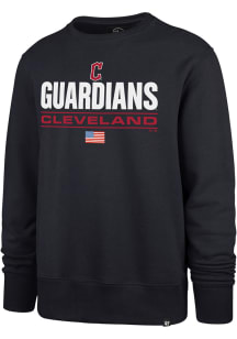 47 Cleveland Guardians Mens Navy Blue Headline Long Sleeve Crew Sweatshirt