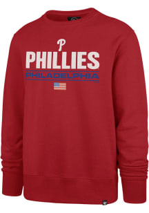 47 Philadelphia Phillies Mens Red Headline Long Sleeve Crew Sweatshirt