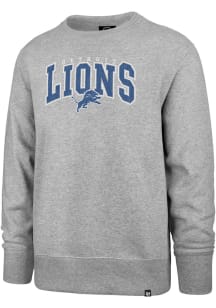 47 Detroit Lions Mens Grey Varsity Block Headline Long Sleeve Crew Sweatshirt