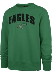 47 Philadelphia Eagles Mens Kelly Green Strider Headline Long Sleeve Crew Sweatshirt