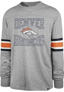 47 Denver Broncos Grey Cover Two Brex Long Sleeve Fashion T Shirt