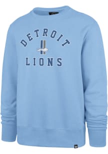 47 Detroit Lions Mens Light Blue Arched Varsity Headline Long Sleeve Crew Sweatshirt