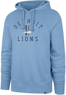 47 Detroit Lions Mens Light Blue Arched Varsity Headline Long Sleeve Hoodie