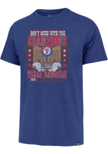 47 Texas Rangers Blue 2023 World Series Champions Playoff Franklin Short Sleeve T Shirt