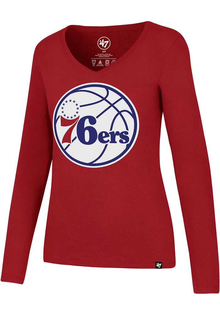 47 Philadelphia 76ers Womens Red Splitter Long Sleeve T-Shirt