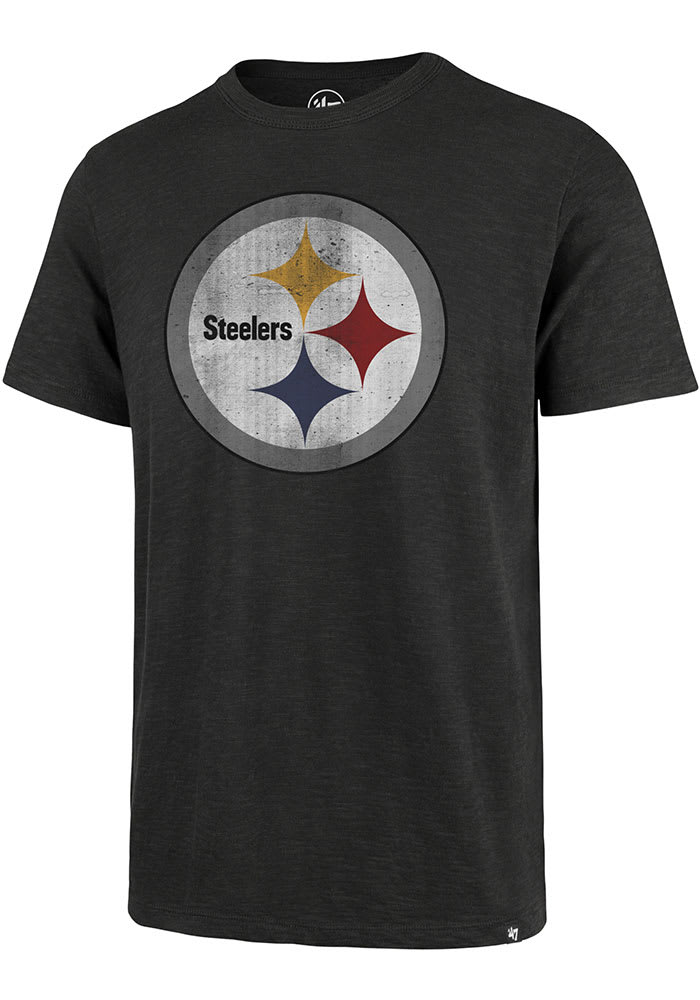 Pittsburgh Steelers 47 Brand Women Black V-Neck Short Sleeve Scrum T-Shirt