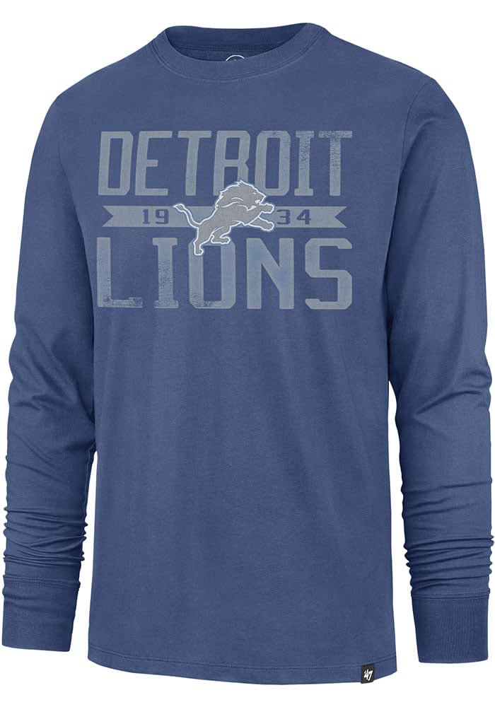 '47 Men's Detroit Lions Grey Franklin Long Sleeve Hooded T-Shirt