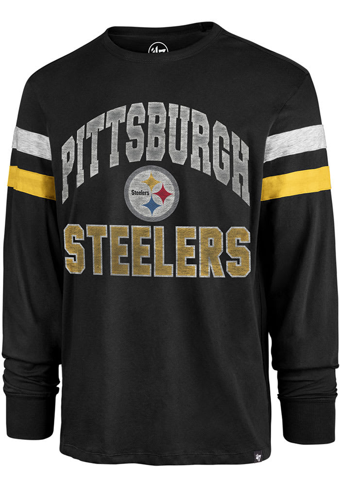 Men's '47 Black Pittsburgh Steelers Irving Long Sleeve T-Shirt Size: Small