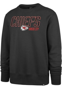 47 Kansas City Chiefs Mens Charcoal LOCKED IN HEADLINE Long Sleeve Crew Sweatshirt