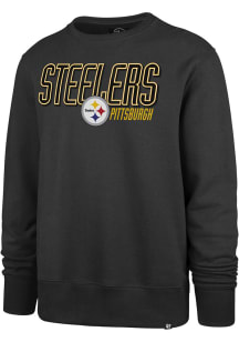 47 Pittsburgh Steelers Mens Charcoal LOCKED IN HEADLINE Long Sleeve Crew Sweatshirt