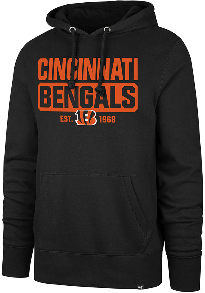47 Cincinnati Bengals Mens BLACK BOX OUT HEADLINE Hoodie